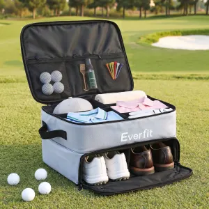 Everfit Golf Storage Bag 2-Tier Trunk Organizer with Ventilated Shoe Compartment