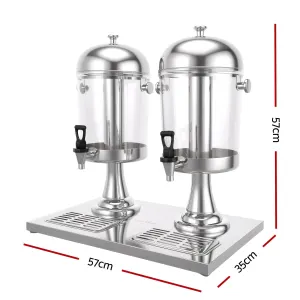 5-Star Chef 16L Dual Tank Juice Dispenser Drink Beverage Server Ice Tubes