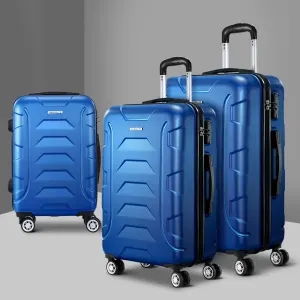 Wanderlite 3Set 20-24-28 Inch Luggage with TSA Lock Spinner Carry On Hard Shell Travel Suitcase Luggage Case – Blue