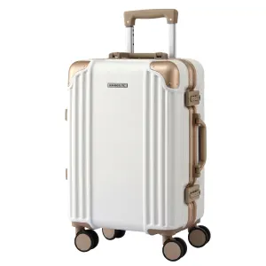 Wanderlite 20″ Aluminium Frame Carry On Luggage Suitcase TSA Lock Spinner Wheels White Gold