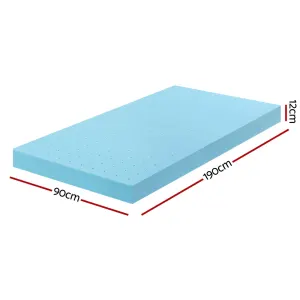 Giselle 12cm Memory Foam Mattress Topper Ventilated Cool Gel Bamboo Cover Single