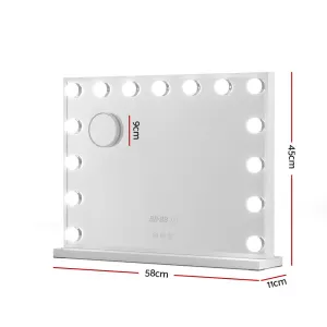 Embellir Makeup Mirror 58x45cm Hollywood Vanity with LED Light Tabletop White