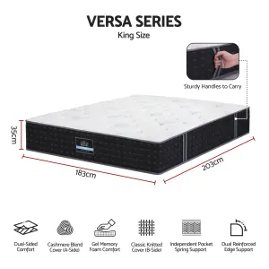 Giselle King Reversible Spring Mattress Cashmere Cover Gel Foam Firm 35cm