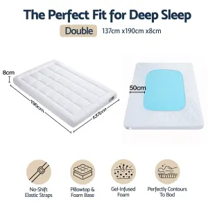 Giselle 8cm Double Memory Foam Mattress Topper Pillow Top with Gel Foam
