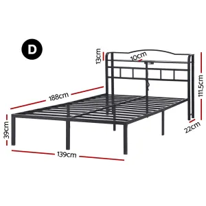 Artiss Bed Frame Double Size with Charging Station WAVE
