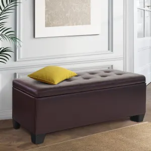 Artiss Storage Ottoman Blanket Box 97cm Leather