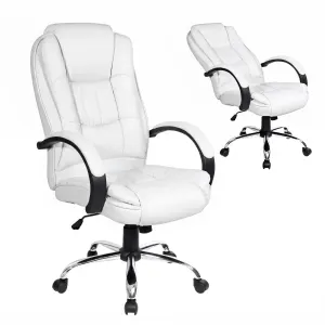 Artiss Executive Office Chair Leather Tilt White