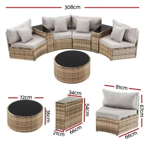 Gardeon 4 Seater Outdoor Sofa Set 7PCS Table Chair Brown Rattan Patio Furniture