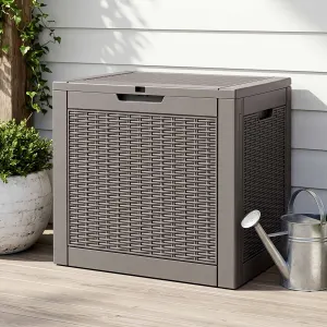 Gardeon Outdoor Storage Box 118L Container Lockable Garden Toy Tool Rattan-Texture