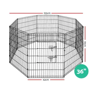 i.Pet 36″ 8 Panel Dog Playpen Pet Fence Exercise Cage Enclosure Play Pen
