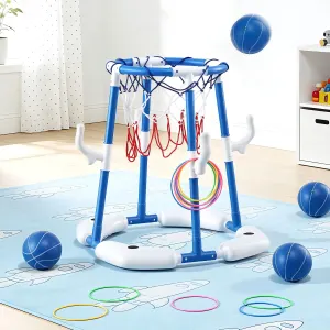 Keezi Kids Basketball Hoop with 4 balls Ring Toss Sports Pool Toys Blue