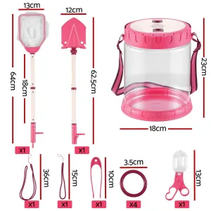 Keezi Kids Bug Catcher Kit 12pc Outdoor Explorer Toys Insect Viewer Net Shovel Pink