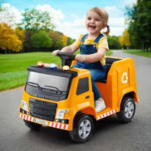 Rigo Kids Ride On Car Garbage Truck Police Light 12V Electric Toys Cars – Yellow