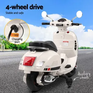 Kids Electric Ride On Car Motorcycle Motorbike Vespa Licensed GTS – White