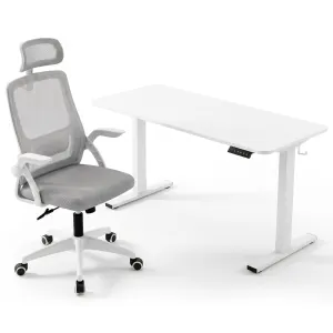 Artiss Standing Desk Office Chair Sit Stand Ergonomic Combo 140cm White