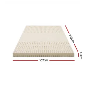 Giselle Bedding Latex Mattress Topper, 7.5cm Thick 7-Zone Pressure Relief Bed Pad with Washable Cover, Cooling Breathable Mat for Side Sleepers & Back Pain, Beige King Single