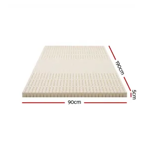 Giselle Bedding Latex Mattress Topper, 5cm Thick Cooling Bed Pad for Side Sleepers Pain Relief, 7 Zone Foldable Mat with Washable Cover for Guest Room Bedroom Single