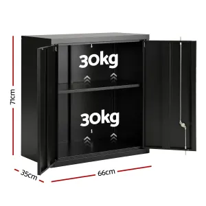 Giantz Steel Tool Cabinet Wall Mount Adjustable Shelf Garage Storage Lockable Black