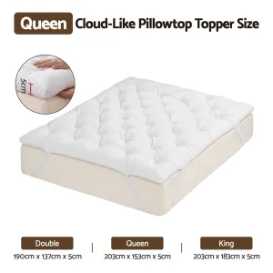 Giselle Queen Pillow Top Mattress Topper 1300GSM White Duck Feather For Old Bed Upgrade 5cm Thick