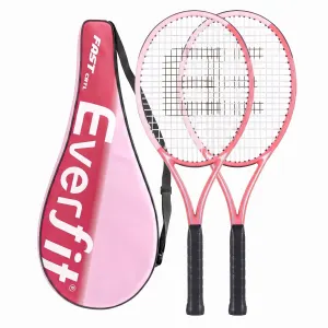 Everfit Tennis Racket Set 2 Pack 27 Inch Lightweight Cushioned Grip for Adults Pink