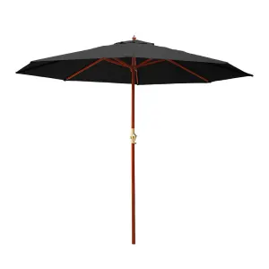 Instahut 3m Outdoor Umbrella Pole Umbrellas Beach Garden Sun Stand Patio – Black