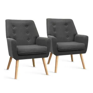 Artiss 2X Armchair Lounge Chair Accent Tub Chair ANNE – Charcoal