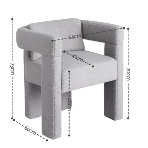 Artiss Armchair Accent Chair Lounge Sofa Couch Boucle Fabric Grey
