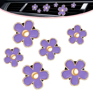 6 Pack Colorful Daisy Flower Car Air Vent Clips Car Air Outlet Freshener Clip for Car Interior Decoration Accessories (Purple)