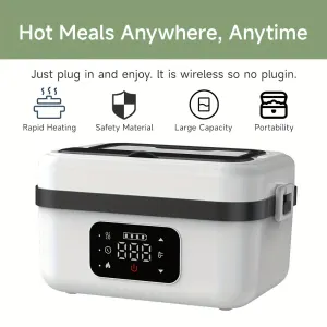 Electric Heating Insulated Lunch Box | 304 Stainless Steel Portable Insulated Storage Container, Suitable for Office, Camping, Picnics | Compact Insulated Food Container with Charging Function, No Water Needed(white)