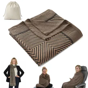 Premium Travel Blanket – Ultra-Soft Knit Wrap for Airplane, Car, Office Naps, and Gifts – Lightweight, Breathable, and Stylish with Storage Bag