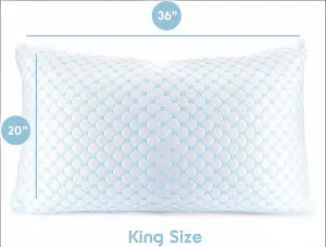 King Size Cooling Pillow with Shredded Memory Foam & Gel Infusion – Adjustable Loft, Breathable Dual-Sided Cover, 20″ x 36″ (Blue) | Other Sizes Available in Store