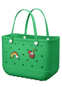 EVA Beach Tote Bag for Swimming, Pool & Travel – Waterproof Washable Rubber Handbag with 2 Random Charms, Lightweight & Sand-Resistant | Other Colors Available in Store