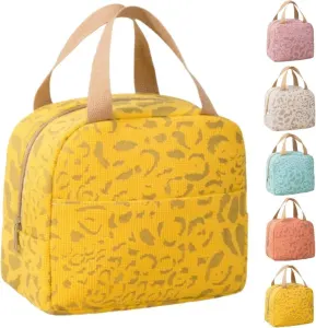 Insulated Lunch Bag Reusable Portable Small Cooler for Food, Office Gym Beach Travel, Yellow