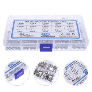 Bearing Steel Ball Assortment 580Pcs Round Easy Installation Mechanical Components 1X1X1CM Silver