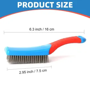 Stainless Steel Wire Brush with Ergonomic Handle, Heavy Duty Scrubber for Rust, Paint, Grills, 16 cm, Blue