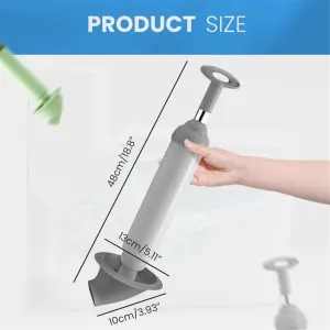 High Pressure Toilet Plunger, Reusable Air Drain Unblocker with Non Slip Handle for Toilets, 47.8 x 13 cm, Green