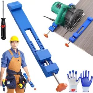 1 Piece Adjustable Cutting Machine Guide, precision circular saw milling positioning clamp for wood cutting and routing, Blue, 1.57 x 11.61 inches