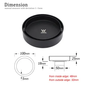 Watermark Matt Black Round 100mm Tile Insert Floor Drain Shower Grate 50mm Waste