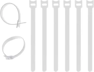 Adjustable Cable Straps Cable Ties Adjustable Cord Wire Organizer for Cord Management (8 Inches, 60 Pieces, White)