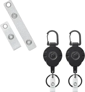 50 Pcs Badge Holder Straps ID Badge Straps with Snaps and 2 Pack Retractable Keychain for Badge Holder Heavy Duty Badge Reel