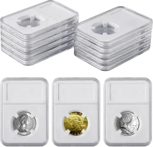 10-Pack 24mm Coin Slab Display Holder, Clear Acrylic Storage Case for Liberty, Barber, Standing Liberty and Washington Quarters, and Other 24mm Coins, Four-Point Fixation Coin Collection Box