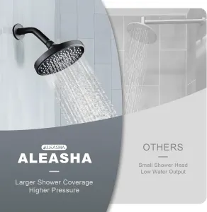 Shower Head High Pressure Rain, Luxury Bathroom Showerhead with Adjustable Angles, Anti-Clogging Silicone Nozzles – 6 Inch Round, Matte Black
