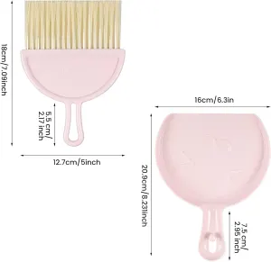 Mini dustpan and brush – pink set of brush and dustpan – portable combination of cleaning brush and dustpan – flexible edge – perfect for removing dust, dirt and grit – suitable for most hard surfaces – space-saving design