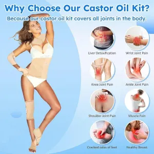 Castor Oil Pack Wrap,10 pcs Reusable Organic Castor Oil Pack Kit with Adjustable