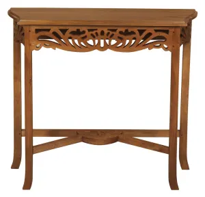 Jepara Carved Sofa Table – Light Pecan