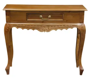 Jepara 1 Drawer Carved Sofa/Hall Table  (Light Pecan)