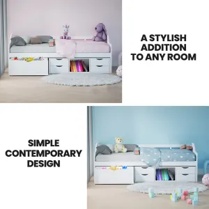 Kingston Slumber Wooden Single Sofa Bed Frame with Storage Drawers – White