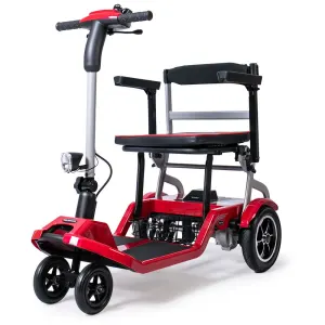 EQUIPMED Ultra-Lightweight Folding Electric Mobility Scooter, 19kg with Battery Removed, Airline Approved, Long Range, Brushless Motor, Portable – Red