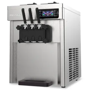 POLYCOOL Benchtop Soft Serve Ice Cream Machine, 3 Flavours, 2+Twist, Frozen Yoghurt, Acai Maker, Twin Cylinder, Counter Top Design, 15A Plug