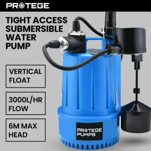 PROTEGE Tight Access Clean/Grey Water Submersible Sump Pump, Vertical Float Switch